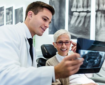 A woman at the dentist