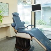 Light blue dental treatment chair in Fresno dental office